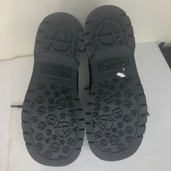 TUK Anarchic Boot Velvet Leopard Combat Moto Platform Lace Up Black US 6 - Picture 8 of 11